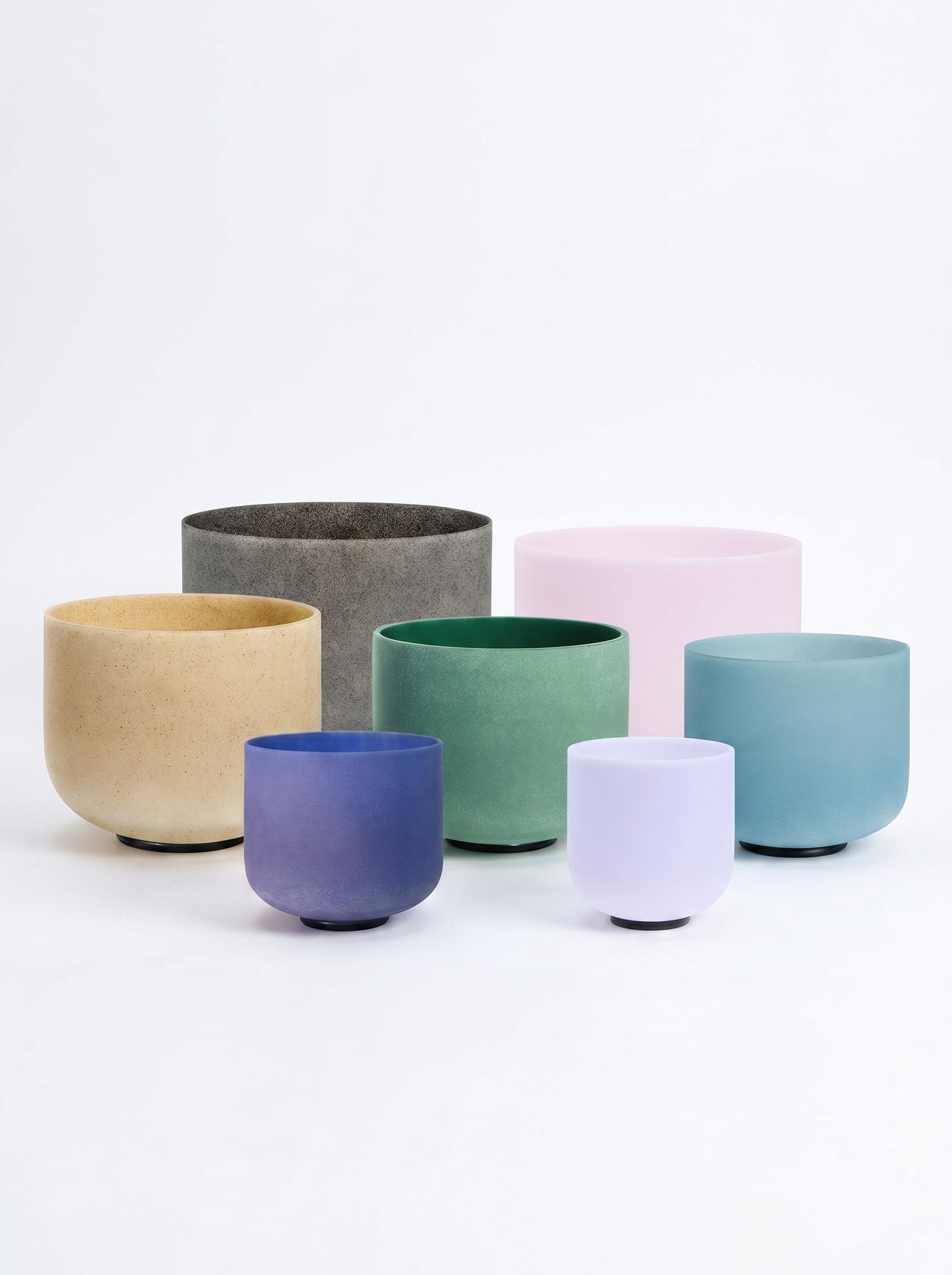 Set de 7 Cuencos de Cuarzo Gemstone 8" - 14"  · 432 Hz + Bolsos