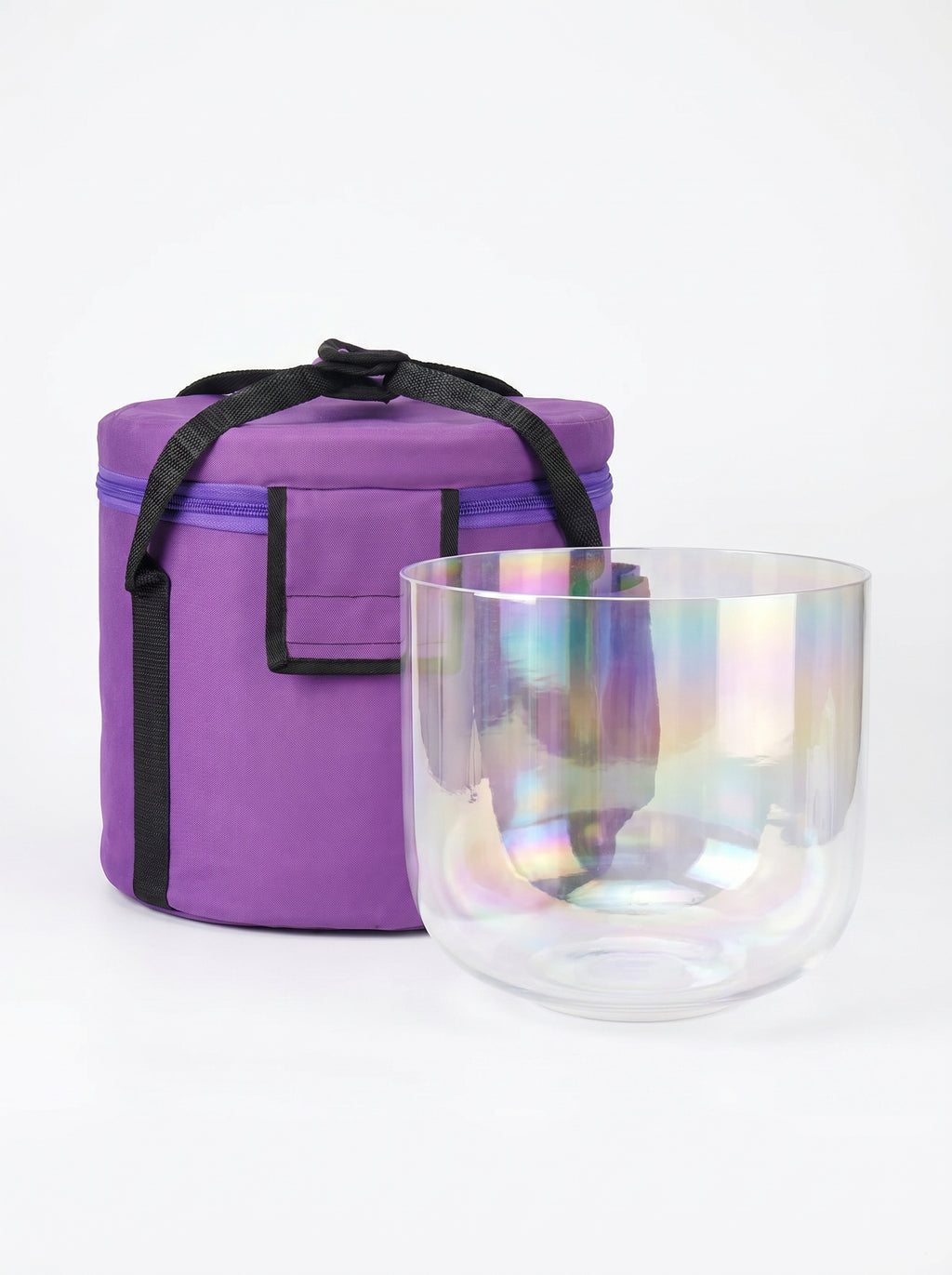 Cuenco de Cristal Aura Iridiscente 432Hz con Bolsa de Transporte
