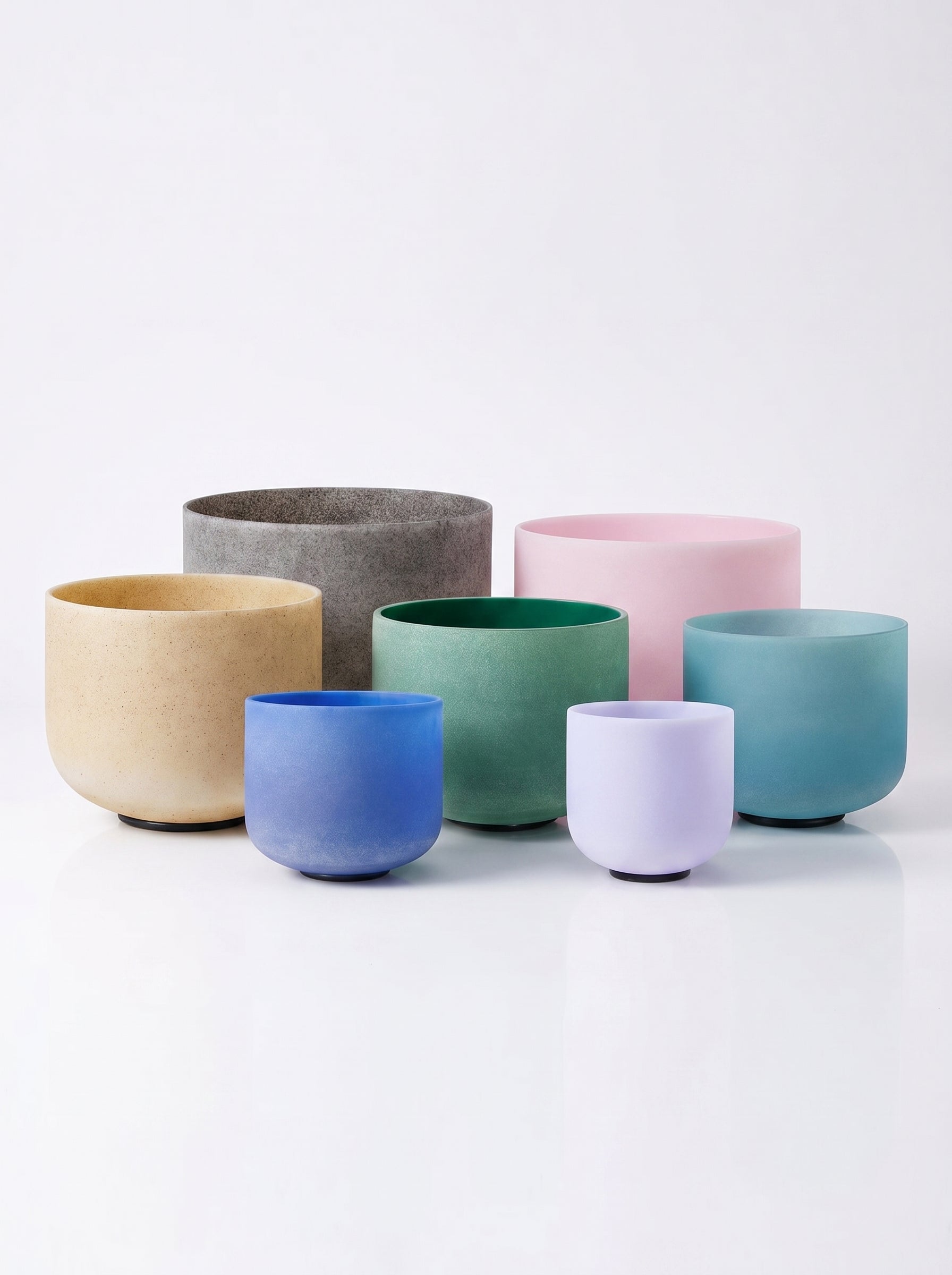 Set de 7 Cuencos de Cuarzo Gemstone 8" - 14"  · 432 Hz + Bolsos